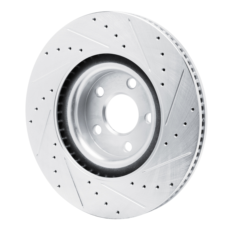 Ford Maverick Brake Rotor (1) - Front Left - R1 Concepts - Drilled & Slotted - Silver - `22-`25